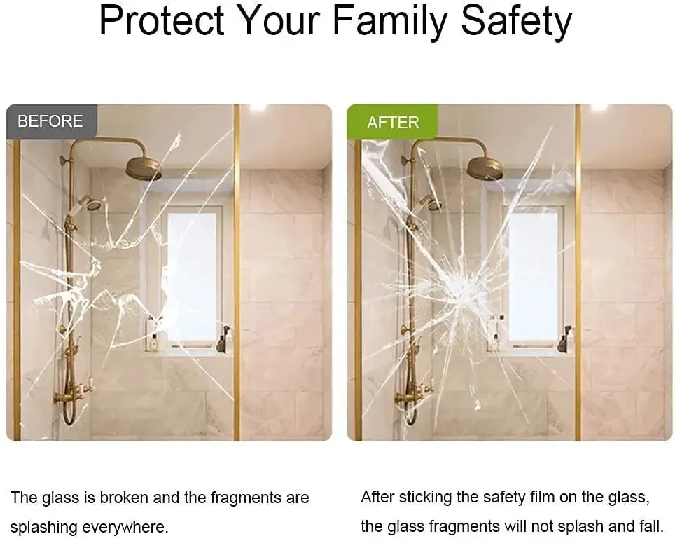 2/3/5m Anti Shatter Clear Safety Window Film