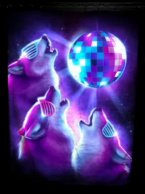 3 Wolf Disco Baby Blanket