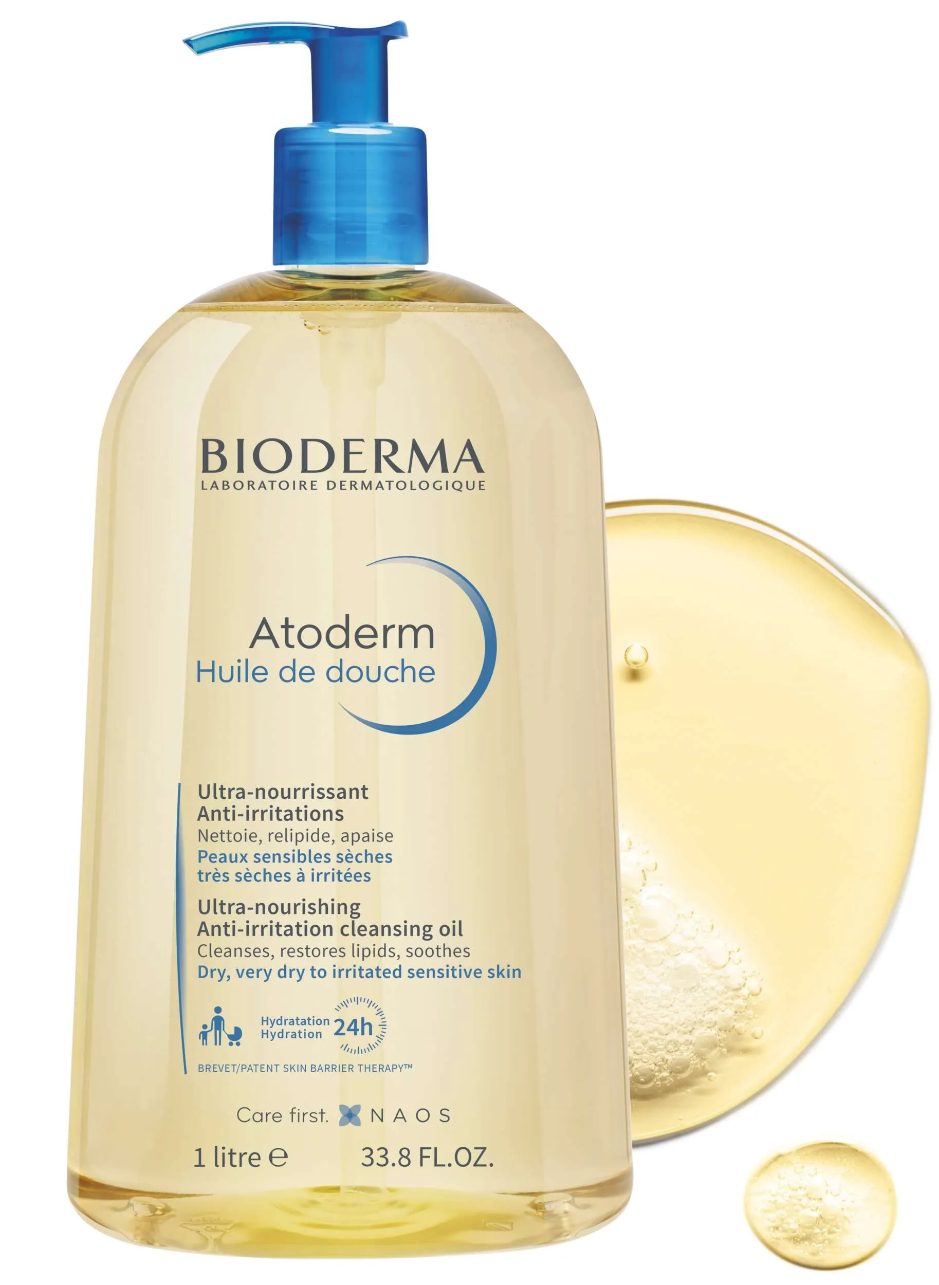 Bioderma Atoderm Shower Oil, Cleansing Oil For Face & Body, Nourishing Cleansing Oil For Dry to Atopic Sensitive Skin For Softer & Smooth Skin For Your Whole Family