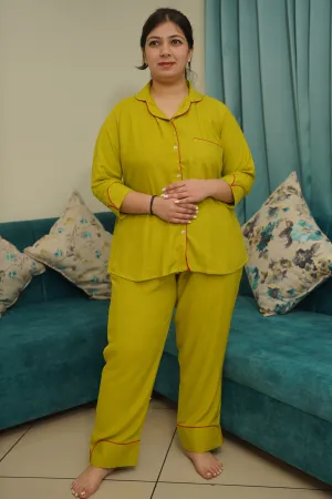 Olive Lemon Rayon Night Suit