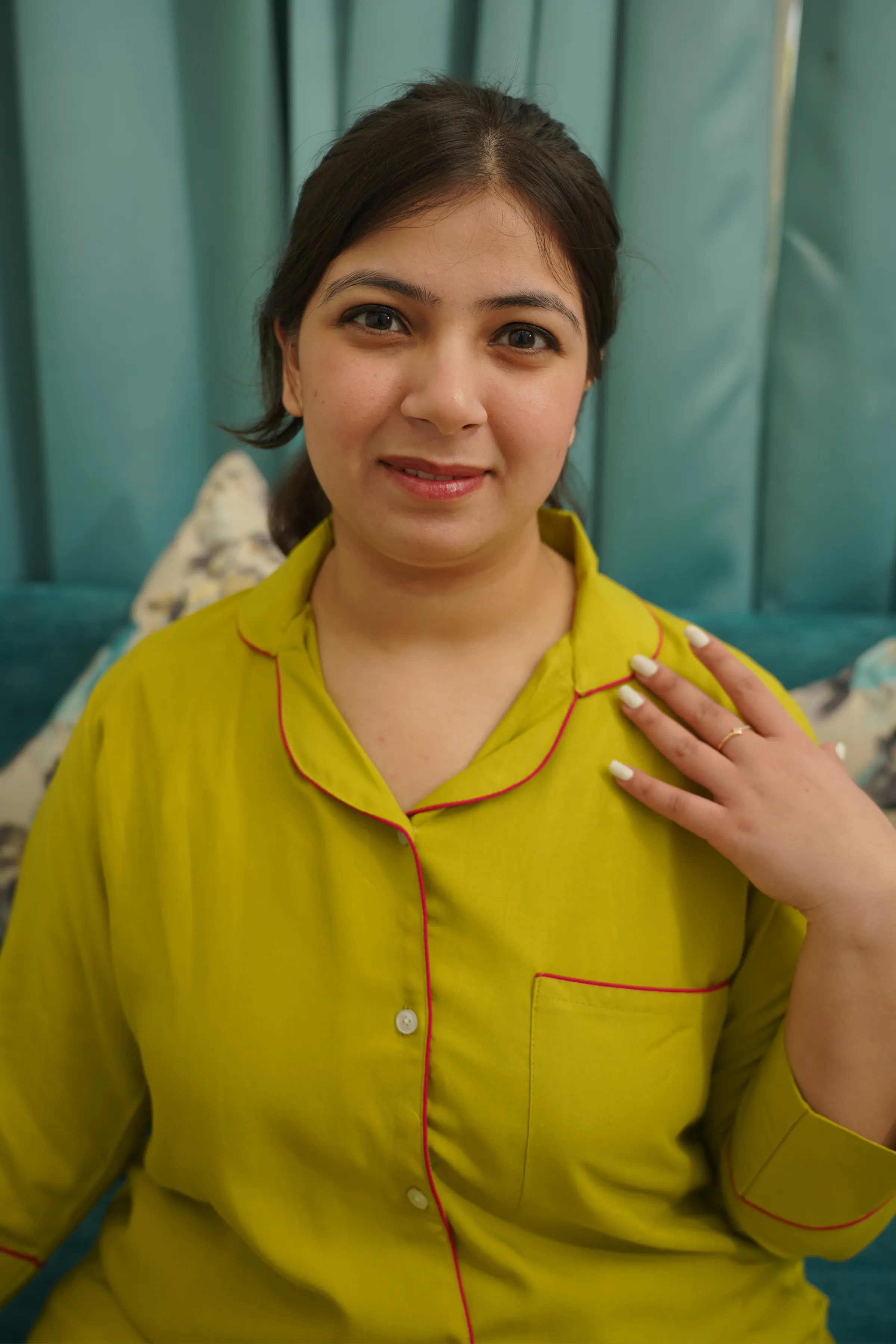 Olive Lemon Rayon Night Suit
