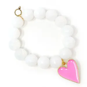 Opalite Paired with A Pink Enameled Gold Heart