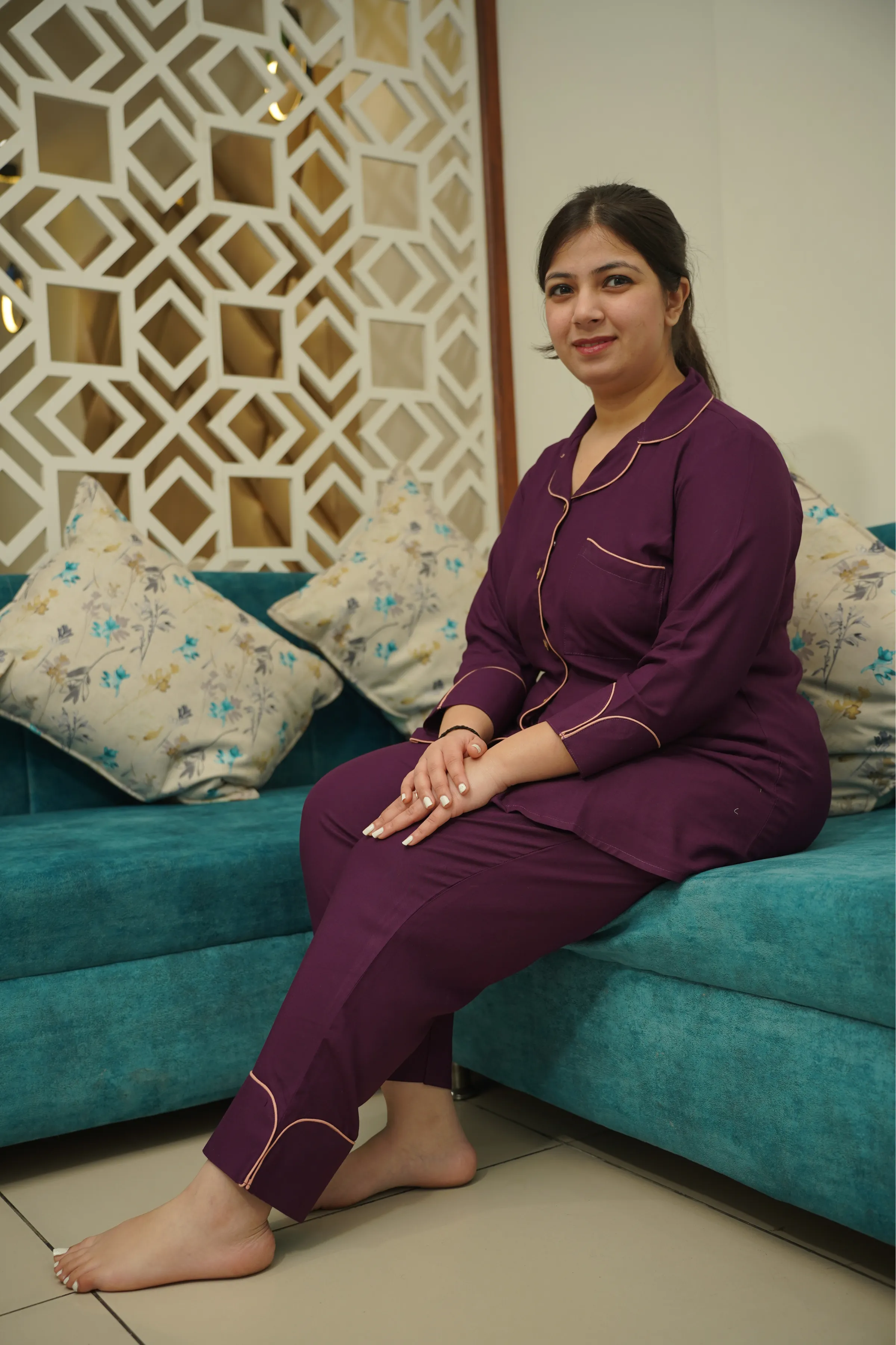 Plum Whisper Rayon Night Suit